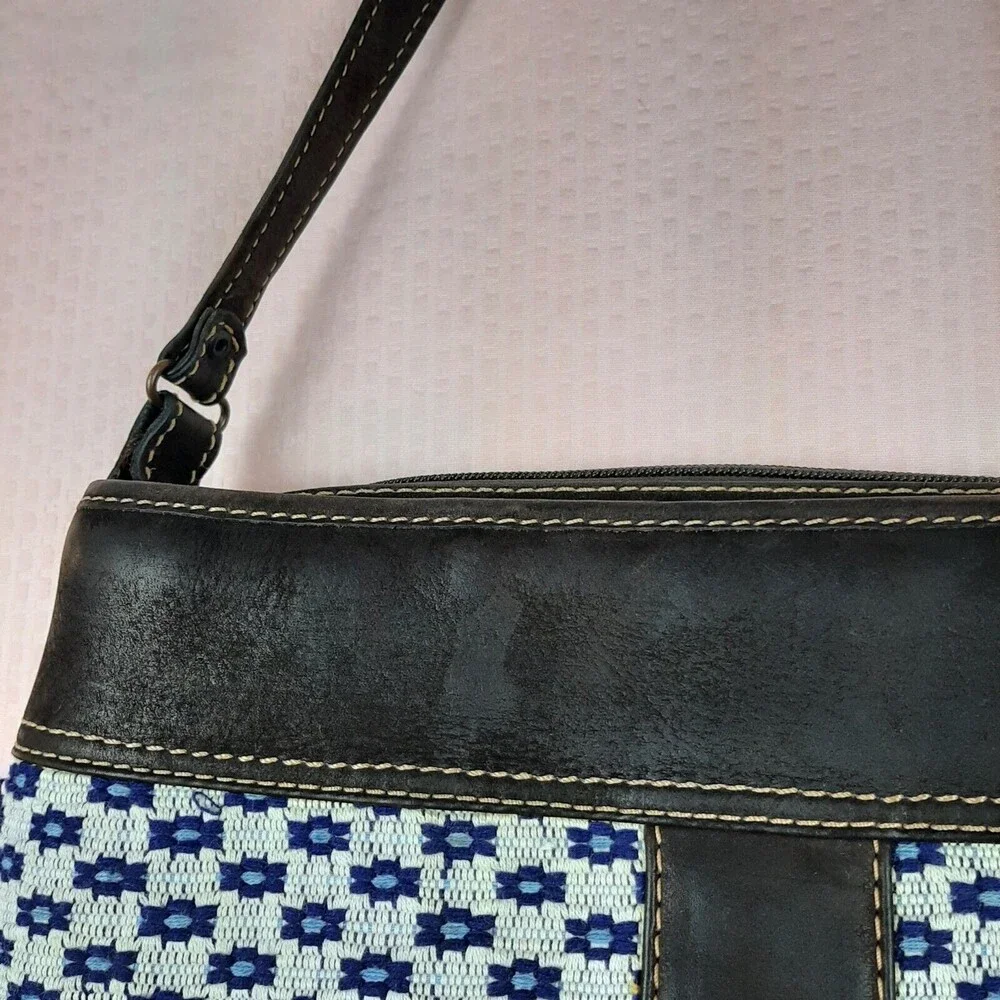 Guatemala Genuine Leather Crossbody Stitch Embroidery Bag Brown Zipper Handcraft